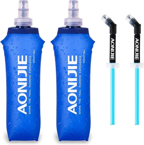 Miniatura 25 de TRIWONDER Botella de agua de mano para correr, Quick Grip Chill Botella de agua suave de mano de 17 onzas con correa de mano, paquete de Botella