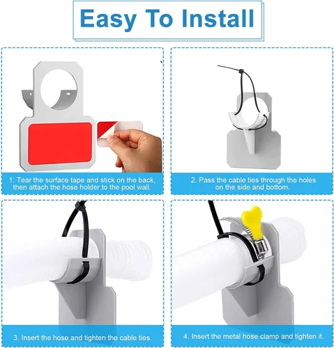 Miniatura 4 de 4 soportes para tubos de piscina, mangueras de piscina para piscinas sobre el suelo, accesorio para evitar que las tuberías se hundan, con 8 cintas