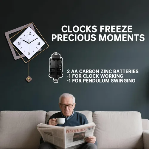 Miniatura 3 de Reloj de pared con péndulo, cuarzo de calidad silenciosa operado por batería, modernos relojes de pared grandes para sala de estar, cocina, hogar