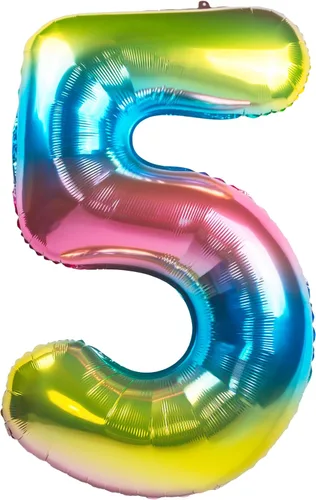 Miniatura 5 de Globos gigantes de 32 pulgadas para inflar con helio, para fiesta de cumpleaños, color degradado arcoíris (número 0 de gradiente arcoíris)