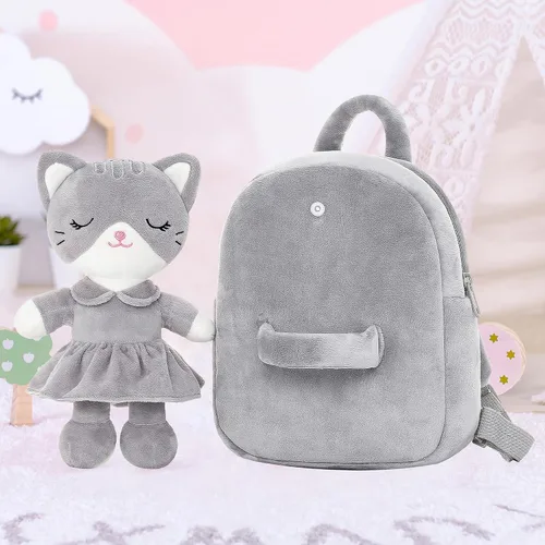 Miniatura 3 de Lazada Mochila para niños pequeños, juguetes de animales de peluche, mochila pequeña, color gris, 9.5 pulgadas