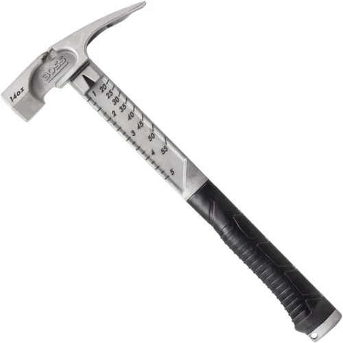Miniatura 11 de Boss Hammer 14 oz. Martillo de serie Pro de titanio con empuñadura de goma antideslizante sobremoldeada - Grado de construcción, extractores