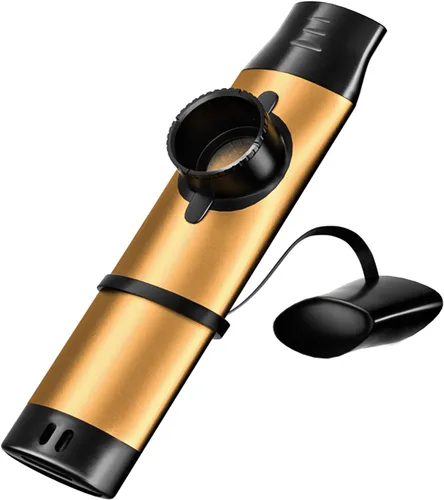 Miniatura 12 de Kazoo - Instrumento musical de metal profesional con 5 membranas adicionales, tono ajustable para guitarra, ukelele, piano y canto, latón duradero