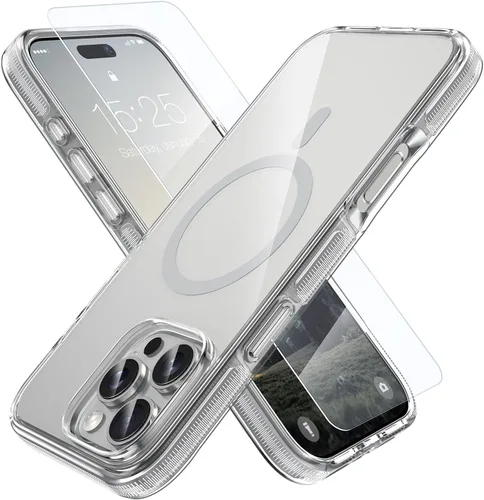 Miniatura 13 de MILPROX Compatible con iPhone 16 Pro Funda – con protector de pantalla – Compatible con MagSafe – Diseño magnético claro transparente – Que no se