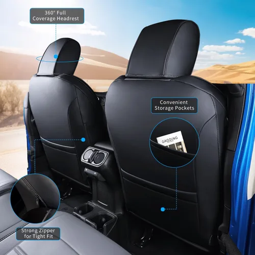 Miniatura 2 de Fundas de asiento para Jeep Gladiator, piel sintética de alta calidad, impermeable, resistente a los arañazos, ajuste personalizado para Jeep