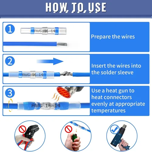 Miniatura 5 de Sopoby - Juego de conectores termorretráctiles para cable, sellado de soldadura y conectores eléctricos, terminales de cable, surtidos