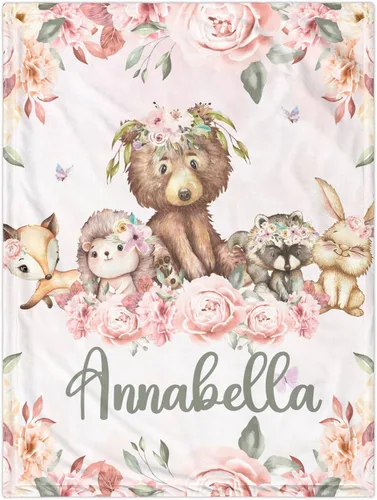 Miniatura 15 de J&SBGFT Manta personalizada para bebé niña, manta de recepción de elefante, regalo personalizado para bebé, esenciales para recién nacidos, 30 x 40
