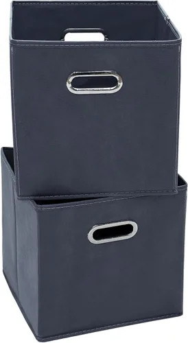 Miniatura 8 de Contenedores de almacenamiento plegables de 11 pulgadas, cubos de tela negra con asa para armario o caja plegable, juego de 2 unidades de 11 x 11 x