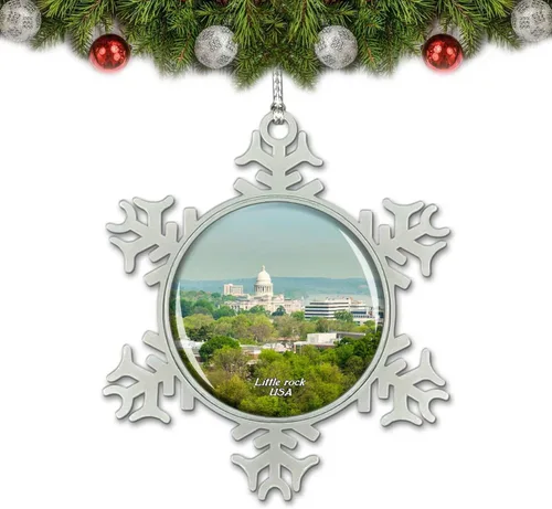 Estados Unidos América Little Rock Arkansas State Capitol Adorno de Navidad Decoración de árbol de cristal Metal recuerdo regalo
