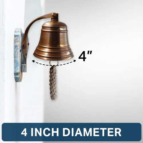 Miniatura 8 de Campana de Latón Antiguo Sólido de 4" de Calidad Marina Montada en la Pared, Campana Colgante de Barco Perfecta para Cena, Interior, Exterior