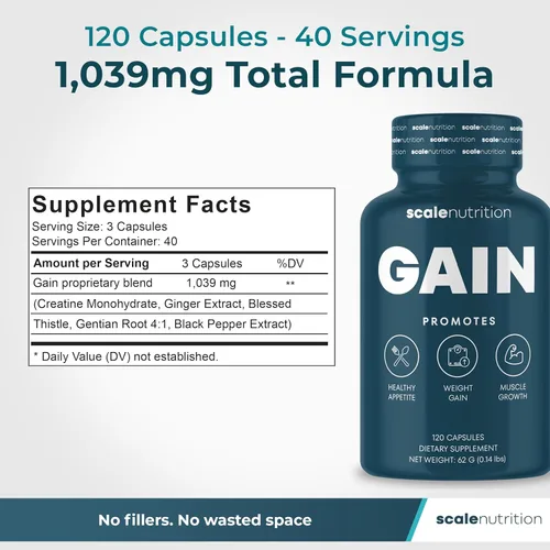 Miniatura 7 de Gain Appetite Booster Cápsulas para adultos, soporte para ganar peso para hombres y mujeres, píldoras de aumento de peso con extracto de jengibre