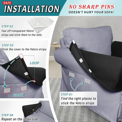 Miniatura 5 de Roytub Fundas para Reposabrazos de Sofá, Fundas para Reposabrazos, Funda Elástica para Reposabrazos para Sofás, Sillón, Sofá de Dos Plazas, Sillón
