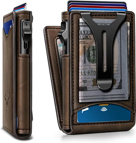Miniatura 9 de Cartera BULLIANT para hombre, cartera con clip para billetes delgada para regalo para hombre, 9 tarjetas - Estuche de tarjeta de crédito de metal