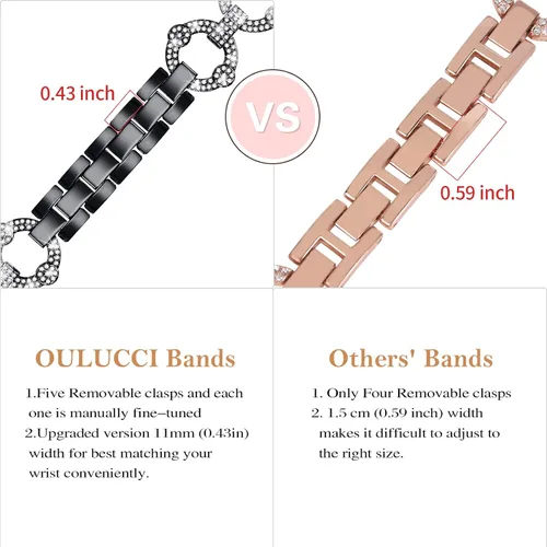 Miniatura 3 de Correas brillantes compatibles con Apple Watch Band Series 11, 10, 9, 8, 7, 6, 5, 4, 3, 2, 1, 1.496, 1.575, 1.654, 1.732, 1.772 pulgadas, 1.772