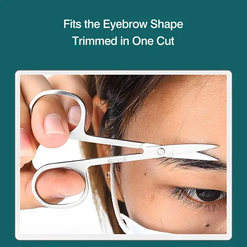 Miniatura 4 de Juego de 4 tijeras de pelo facial curvadas y redondeadas para hombres y mujeres, tijeras de corte de bigote, nariz, barba, cejas, pestañas y orejas