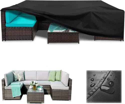 Miniatura 16 de Fundas para muebles de patio impermeables, resistentes 600D, fundas para muebles de exterior para sofá seccional exterior, resistente al desgarro