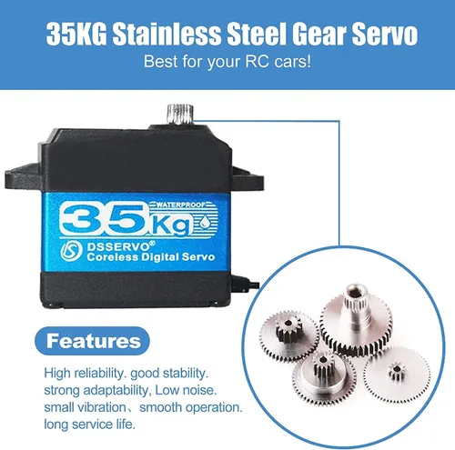 Miniatura 2 de 35 kg Servo Motor Digital Sin Núcleo 7.4V Alta Velocidad Alto Par Engranaje de Acero Inoxidable Impermeable Servos Estándar Baja 180 Grados