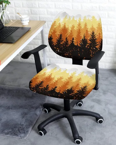 Miniatura 3 de Fundas elásticas para silla de oficina con árbol de otoño naranja, 2 piezas, suave y decorativo, protector para silla de escritorio de computadora