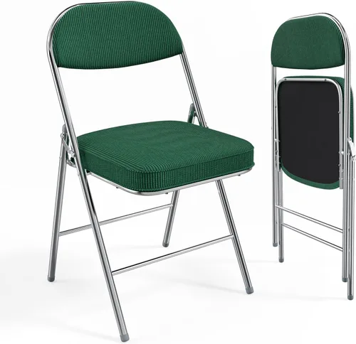 VINGLI Paquete de 2 sillas plegables con asiento y respaldo acolchados, marco de metal, tela de pana duradera, capacidad de 350 libras, juego de 2,