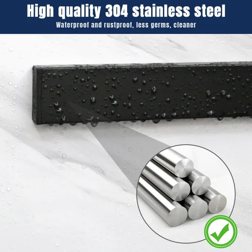 Miniatura 7 de Dmore soporte magnético para cuchillos de pared—con 4 ganchos, Sin Perforación, tira magnética negra de 23 pulgadas para cuchillos, potente estante