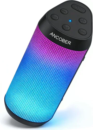 Altavoz Bluetooth portátil con sonido estéreo fuerte, 8 modos de luz LED, tiempo de reproducción de 36 horas, emparejamiento TWS, IPX4 impermeable,