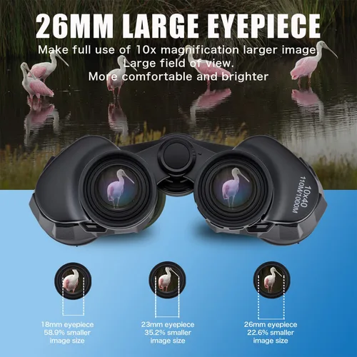 Miniatura 4 de Prismáticos HD de 10 x 40 para adultos y niños, diseño de prisma de porro, color negro ShockProof,Waterproof,BAK4 FMC Lens,Bright Wide View,Bird