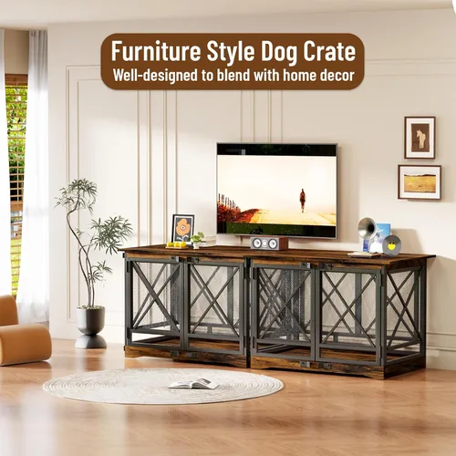 Miniatura 7 de COZPAW Mueble de jaula grande para perros - Jaula de interior de 48 pulgadas de alta resistencia para raza extragrande con puertas dobles, jaula