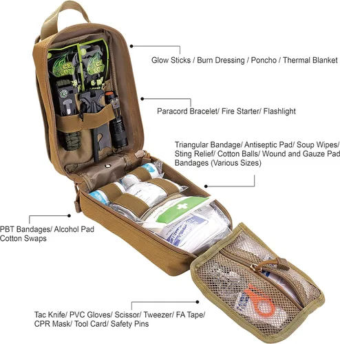 Miniatura 2 de EVERLIT Kit de supervivencia de 250 piezas de primeros auxilios IFAK EMT Molle Kit de supervivencia para equipos al aire libre, kits de emergencia