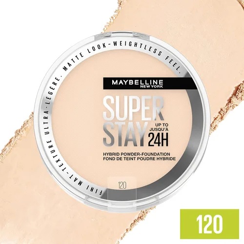Miniatura 4 de Maybelline - Base híbrida en polvo Super Stay hasta 24 horas, maquillaje de cobertura media a completa, acabado mate, 120, 1 unidad SUPERSTAY POLVO