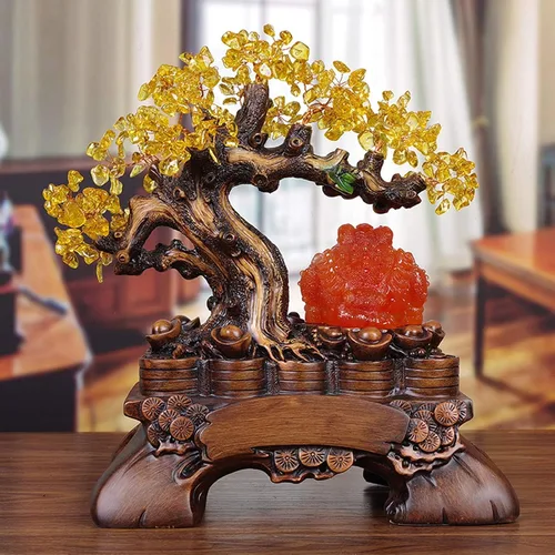 Miniatura 4 de Figuras, estatuas/adornos de Feng Shui, decoración de árbol de dinero de cristal de sapo dorado que atrae riqueza y buena suerte, decoración