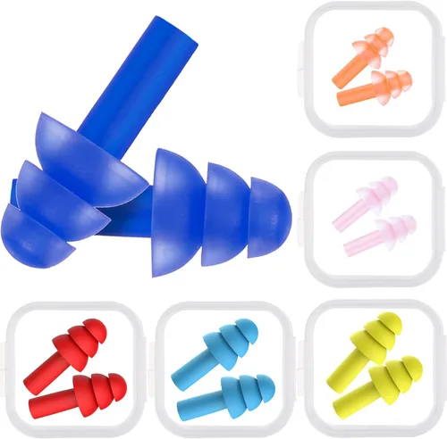6 pares de tapones para los oídos para niños y adultos, con cancelación de ruido, reutilizables, para dormir y nadar, 6 colores surtidos (colores