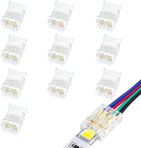 Miniatura 10 de LightingWill Conectores LED de 2 pines de 0.315 in, 10 unidades, conector de tira a cable, transparente, sin soldadura, conector de luz de cinta
