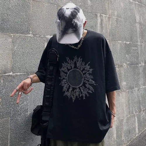 Miniatura 2 de Camiseta gótica Y2K para hombres y mujeres, camiseta oscura Academia Sun Graphic Tops Japonés Coreano Emo Alt Hip Hop Camisas sueltas Blusa