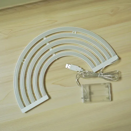 Letrero neón de arcoíris, luz alimentada por batería o USB para decoración de pared, decoración colgante colorida para dormitorio de niños, bonita
