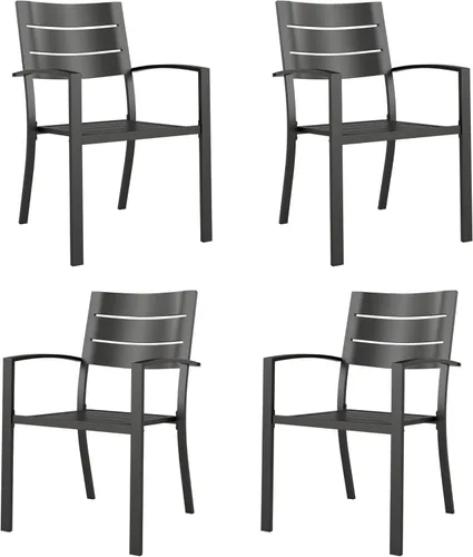 Miniatura 21 de PHI VILLA Juego de 2 sillas apilables de hierro forjado para patio, sillas de metal portátiles negras para exteriores, soporta 300 libras, ideal