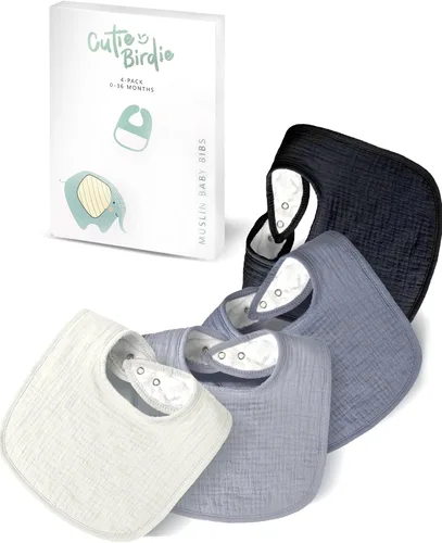 Baberos de muselina unisex para niñas y niños, paquete de 4 baberos 100% algodón para babeo y dentición, 0-36 meses, regalos para bebés, regalos de