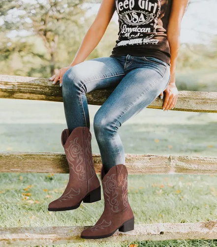 Miniatura 2 de Vepose Botas vaqueras para mujer 9800 Vaquera de media pantorrilla Botas bordadas occidentales para mujer