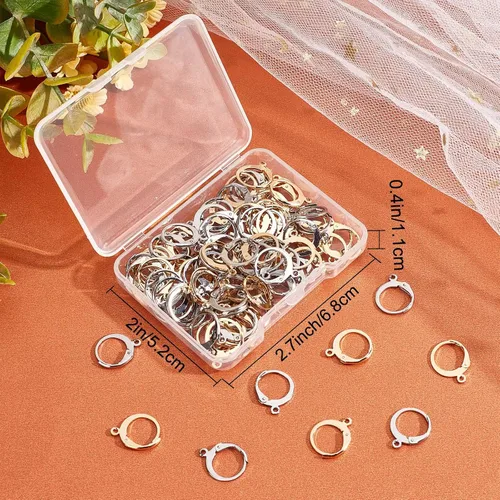 Miniatura 7 de Beebeecraft 100 aretes de aro Huugie chapados en oro de 24 quilates, redondos, con cierre de palanca, ganchos franceses, cierre de alambre