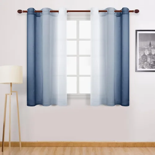 Miniatura 86 de DWCN Cortinas Transparentes de Lino Sintético Negro Degradado Ombré - Cortinas Semi Transparentes de Gasa con Ojales en la Parte Superior