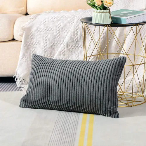 Miniatura 374 de Artscope Fundas de Almohada de Pana a Rayas Acogedoras Súper Suaves Decorativas Cuadradas Fundas de Cojín para Sofá Sillón Dormitorio Decoración