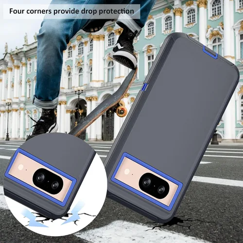 Miniatura 5 de Funda compatible con Google Pixel 8, con clip para cinturón, resistente, a prueba de golpes, protección de cuerpo completo, con función atril