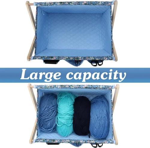 Miniatura 5 de Yarn Caddy - Organizador de almacenamiento de hilo de gran tamaño para madejas de hilo, organizador para ganchillos, agujas de tejer, otros azul1
