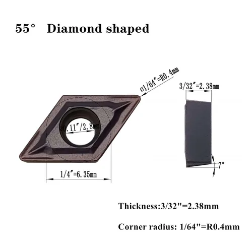 Miniatura 3 de Inserto de torneado indexable DCMT21.51 DCMT070204 Soporte de herramienta de torneado externo 1/3", 3/8", 1/2", 5/8" SDJCR07 Herramientas de corte