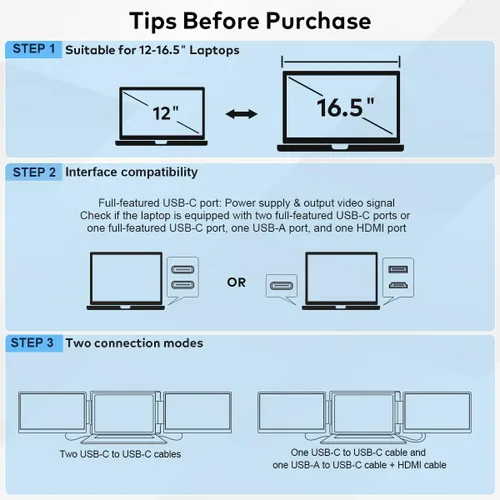 Miniatura 5 de Extensor de pantalla para laptop de 14 pulgadas, monitor portátil FHD 1200P IPS para portátiles de 12 a 16.5 pulgadas, extensor de monitor