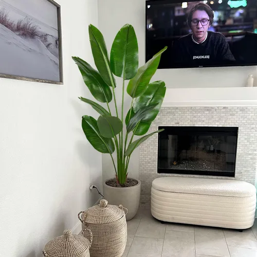 Miniatura 7 de Aveyas Árbol Artificial Ave del Paraíso de 6 pies para Decoración del Hogar, Planta de Piso Falsa de 6 Pies, Árbol Tropical Falso de Hoja de Plátano