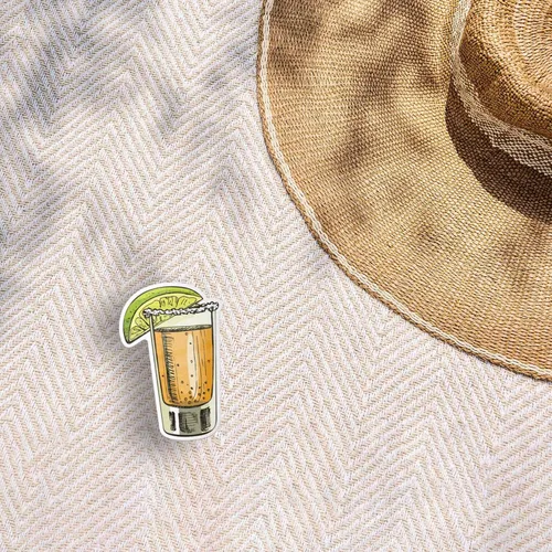 Miniatura 3 de Pegatina de lima y tequila – Calcomanía de vidrio de tequila, calcomanía de alcohol de la hora feliz para frasco, bonita calcomanía de borde de sal