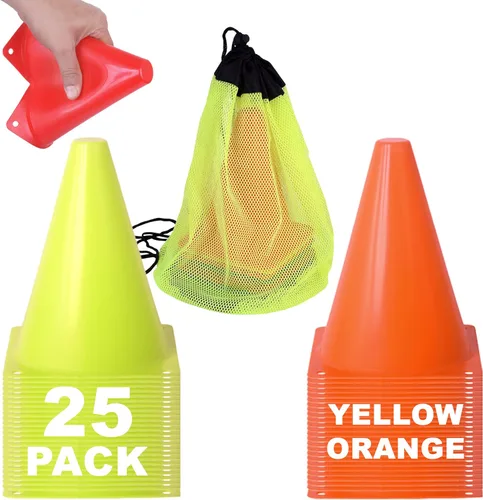 Miniatura 9 de Athllete Conos para entrenamiento deportivo, 7 pulgadas de alto y visibles, duraderos y fáciles de manejar, ideales para todo tipo de conos
