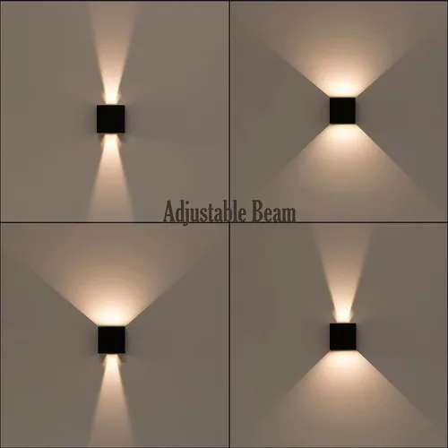 Miniatura 4 de Quickway Imports Moderno aplique de pared LED impermeable de aluminio con haz ajustable de 10 W, 3000 K, blanco cálido para interiores y exteriores