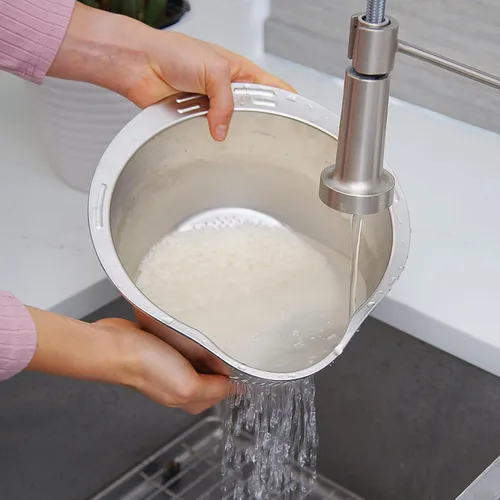 Miniatura 3 de Joyce Chen Tazón Colador de Arroz de Acero Inoxidable Lavador de Arroz Colador
