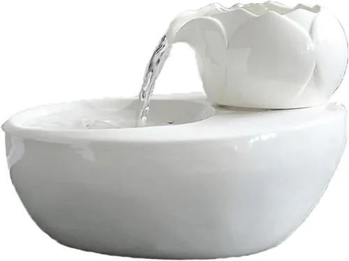 TISTIK Ceramics - Fuente de agua para gatos con bomba ultrasilenciosa y filtro, dispensador automático de agua para mascotas de 1.3 litros para